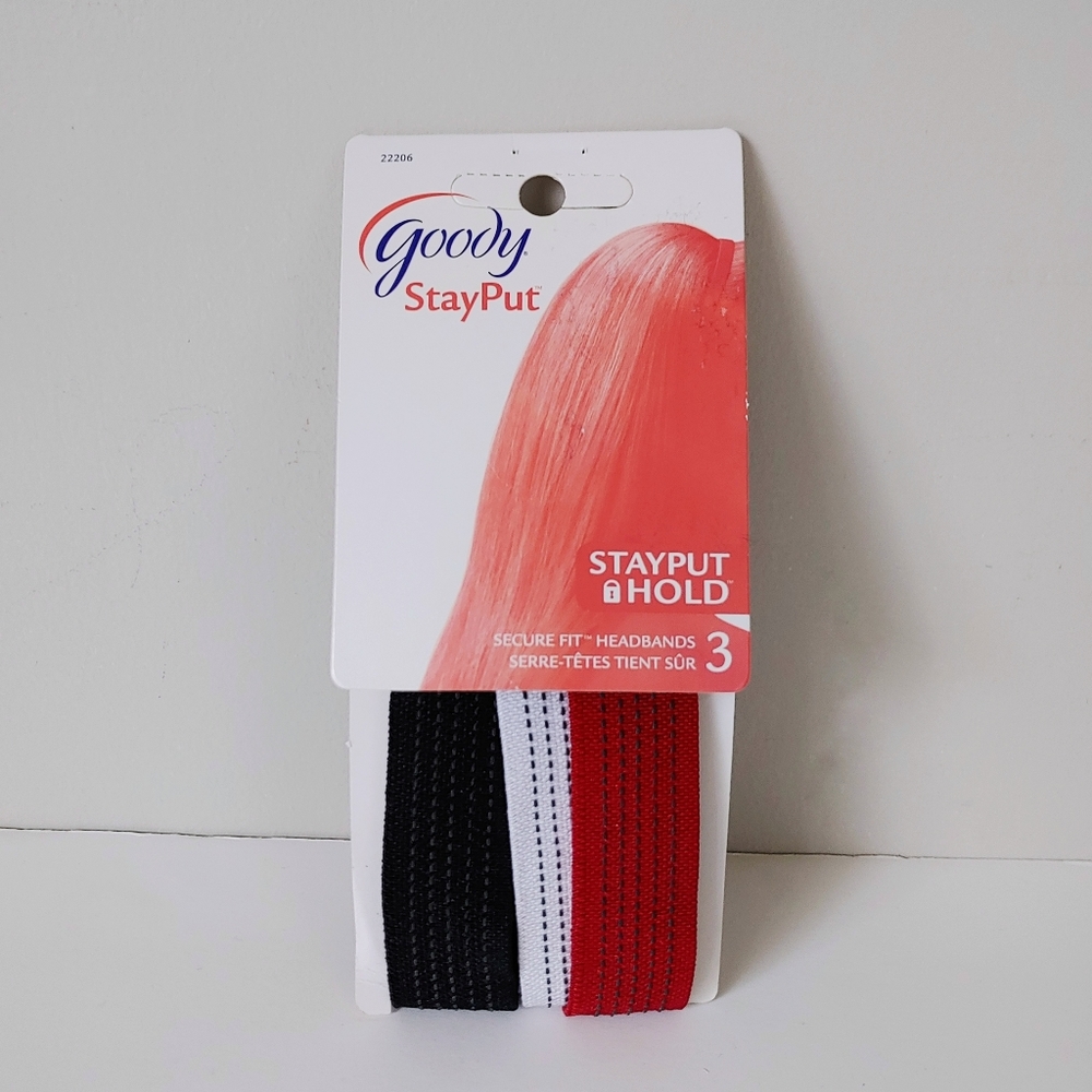 NWT Goody Slideproof Headbands Stayput Assorted Colours 3 Count
